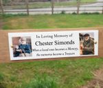 Personalised Photo Memorial Bench Plaque, Add 2 Photos, Photo Remembrance