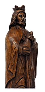 LARGE CARVED OAK GOTHIC MONK SAINT KING STATUE FIGURE NEWEL POST FINIAL  #F3