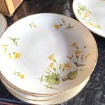 Franconia Set of 4 Floral Porcelain Plates Germany White/Green/Yellow