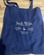 JACK WILLS Cotton Reusable Shopping Tote Bag, Navy Blue, 38cm x 41cm