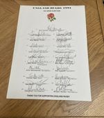 England Rugby 1991 Grand Slam Squad Reproduction Autograph Sheet. Rugby Picture