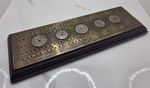 Vintage cribbage board wood and brass jamaucan coins good condition