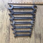 7 Vintage TW Superslim 9/16” To 1/8" Whitworth Spanners With Letter No 5. 