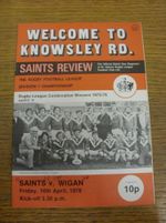 16/04/1976 Rugby League Programme: St Helens v Wigan  (team changes, writing on