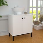 High Gloss Bathroom Sink Cabinet Under Basin Unit Cupboard 2 Door Storage Bfhrql