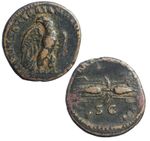 Bronze Roman quadrans of Hadrian.  Eagle and winged thunderbolt. 117-138 CE