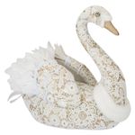 Christmas Glitter Swan Decoration 35cm x 18cm White X 1