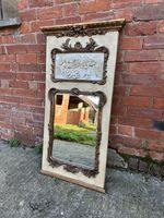 Antique Style Vintage French Carved Trumeau Bevelled Edge Mirror
