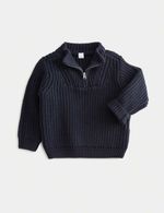 Marks & Spencer Baby Navy Cotton Turtle neck Long sleeved Jumper - M&S