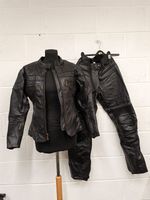 Bikers Gear Australia Leather Motorcycle Jacket & Trousers Set Black Size 12/14