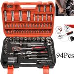 94 Pieces 1/4 inch Drive Socket Ratchet Wrench Tool Set with Bit Socket Set UK