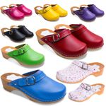 UNIQUE HAND MADE CLOG WOODEN SOLE - GENUINE LEATHER D4