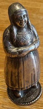 Edwardian Silver Pepper Pot In The Shape Of A Dutch Girl