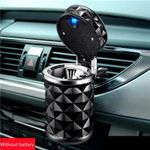 Auto Car Ashtray Cigarette Cup Ash Holder LED Light Lid Portable Detachable