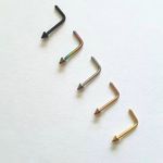 PAIR Nose Bone Stud Pin Piercing L Bar Spike 316L Surgical Steel 5 Color Gift UK