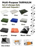 Tarpaulin Regular Heavy Duty Waterproof Cover Tarp Ground Sheet 10 BUNGEE BALLS