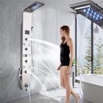 LED Shower Panel Column Tower Stainless Steel Mixer Tap Set Body Jet Rain System