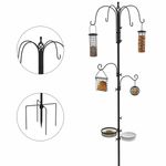 Pawhut Bird Feeding Station Kit Wild Bird Feeder Pole w/ 6 Hooks 4 Hanging