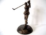 Superb! Solid & Heavy Antique Brass? Golfer Figure.