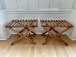 pair Of Vintage/Antique Wooden Folding Luggage Stand /Rack