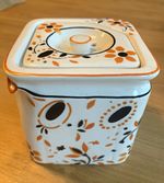 The Cube Square Ceramic Tea Pot Floral White/Orange/Black 
