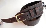 UK MADE ROAD WORN BROWN BUCKLE 2.5" WIDE LEATHER ACOUSTIC ELECTRIC GUITAR STRAP