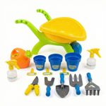 Childrens Gardening Set 14pc Wheelbarrow Tools Pots Trowel Sandpit Beach Toys