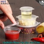 Clear Plastic Deli Pots 1oz  2oz 4oz and 6oz Sauce Cups with Hinged Lid Reusable