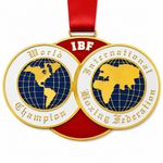 IBF Boxing Champion Medal Gold Plated Collector Award Trophy  Red Ribbon Gift