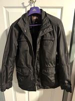 Michael Kors Mens Black Patent Leather Jacket Full Zip Stand Collar S