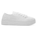 Lilley Womens Canvas White Adults Ladies Lace Up Floral Platform SIZE