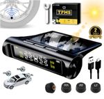 4 External Sensor Wireless Solar TPMS LCD Car Tire Pressure Monitoring System