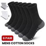 6 Pairs Mens Sports Socks Cotton Rich Cushioned Football Crew Sock Size 6-11 UK
