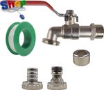 Garden Outdoor Easy Turn Lever Tap Kit with PTFE Tape,Barb/Click Hose Connectors