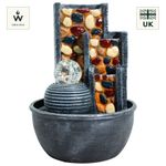 Pebble Wall Tabletop Water Feature with Crystal Ball (19x19x28cm)