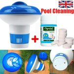 100 Chlorine Tablets +Floating Chemical Dispenser Hot Tub Swimming Pool Cleaning