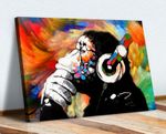 MONKEY DJ BANKSY COLOURFUL SWIRL CANVAS STREET WALL ART PRINT ARTWORK -  GORILLA