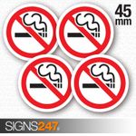 4 x No Smoking Stickers 45mm waterproof vinyl signs window car taxi van shop