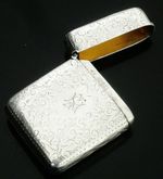 Large Antique Sterling Silver Vesta Case, Birmingham 1894, Joseph Hawkins