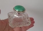 Silver And Green Guilloche Enamel Topped Scent Bottle London 1930 a/f