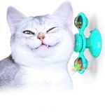 Cat Pet Toy Spinning Windmill Flashing Brush Massage Scratching with Suction Cup