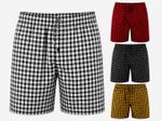 2 Pack Mens Woven Check Pyjama Shorts Cotton Blend Lounge Sleepwear Bottoms