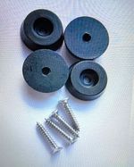 2,4 or 8 xSMALL RUBBER FEET+SCREWS SET.  18x5mm. Sewing machine, boxes, cabinets