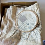 Vintage Schwalm Whitework Embroidery Project Linen - Pulled Thread Openwork WIP