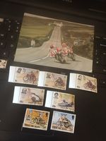 ISLEOF MAN Hislop & Fogarty SMALL Postcard + STAMPS 1973 TT MINT 1982 TT USED