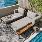 2 Seater Outdoor Daybed Garden Modular Sun Lounger w/ Thick Cushions Metal Frame