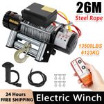 Electric Winch 12v 13500lb/6123kg 26M Steel Rope with Wireless Trailer Recovery