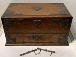 Early 20th Century Oak Smoker's Box Brass Mounts Tobacco Box Needs TLC