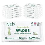 Naty Baby Wipes Aloe Vera, Sensitive Skin, 98% Water, 672 Count (12 Packs)