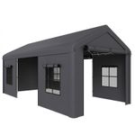 3 x 6 m Heavy Duty Carport Portable Garage Car Canopy Tent Dark Grey